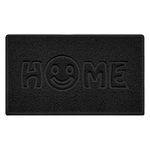 Nicoman SMILEY FACE Embossed Shape Door Mat Dirt-Trapper Jet-Washable Doormat-(Use Outdoor ONLY)- (75x44cm/29.5x17.3inches, Medium) Black