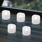 SingTok 12 Pack White Flickering Timer Tea Lights Battery Operated, Flameless Votive LED Tealight Candle Electric Fake Candle Bulk for Halloween Decor