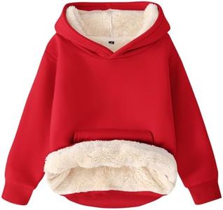 Flygo Unisex Boys Girls Fleece Lined Sherpa Hoodie Kids Warm Winter Hoodies Pullover Hooded Sweatshirt Sweater(Red-XL)