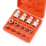 CASOMAN 14 Pieces Female E-TORX Star Socket Set, Female External Star Socket Set, E4 - E24 Torque Socket Set, 1/4"Dr. 3/8"Dr. 1/2"Dr.