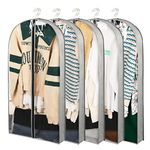 Belinlen 5 Pack 40" Garment Bags for Hanging Clothes Storage, Clear Moth Proof Suits Covers with 4" Gussetes for Closet Storage Travel, Plastic Protector for Coat, Jacket, Sweater, Shirts