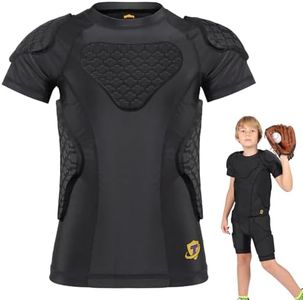 DGQY Pro Protection Youth Football Padded Shirt with EVA Foam Protection - Breathable Compression Shirt for Kids & Teens Chest, Shoulder & Rib Guard Wear Under Jersey for Football, Rugby