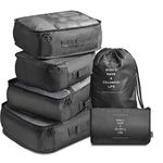 Packing Cubes VAGREEZ Travel Luggage Packing Organizers Set (6 PCS Black)