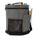 Gukasxi Knitting Bag Yarn Storage Bag Large Yarn Organizer Tote Bag Portable Storage Bag with Handle Strap for Yarns Knitting Needles Crochet Hooks Sewing Tools (Grey)