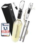 Wine Cooling Rod Set Made of Stainless Steel with Pourer - Ideal Wine Accessory Gift for Wine Lovers I Wine Cooler Set for White Wine & Red Wine - Rod with Decanter - Accessories for Wine Drinkers