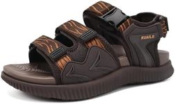 KuaiLu Mens Hiking Sandals with Arch Support Orthotic Walking Recovery Sandals for Plantar Fasciitis Open Toe Summer Athletic Sport Comfortable Cushion Breathable Outdoor Water Sandals Brown 11