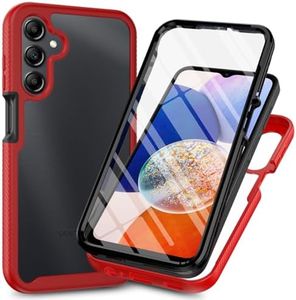 Samsung A05S Case Built-in Screen Protector Samsung Galaxy A05S Phone Case Shockproof Full Body Protection Rubber Bumper Stylish Clear Rugged Back Shell Case, Red