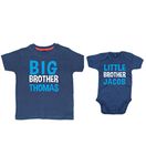 Edward Sinclair | Personalised | Big Brother | Navy T-Shirt | (White & Sapphire Print) & Little Brother | Navy Bodysuit | (White & Sapphire Print)