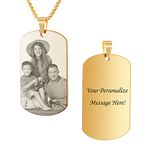 HooAMI Picture Necklace Personalized Photo Pendant Custom Necklaces for Women Men Dog Tag Necklace with Customized Text, Stainless Steel, No Gemstone