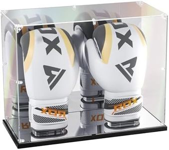 KOLIPI Boxing Glove Display Case with Mirror Back and Base, Acrylic Display Case with Stand for Full Size Boxing Glove, Watch The Video to Assemble (17x8x13 inch, 43x20x33 cm)