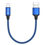 RAVIAD iPhone Cable Short [1FT/30CM, MFi Certified] Nylon Braided iPhone Charger Cable USB Fast Charging Lightning Cable for iPhone 11 Pro Max X XS XR 10 8 8 7 Plus 6 6s 5s 5 SE 2020 - Blue