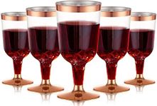LATERN 30Pcs Plastic Wine Glasses, 170ml Rose Gold Wine Tasting Glasses Reusable Stemmed Party Wine Cups for Drinks Whiskey Champagne Beer Cocktail Martini (13.4 x 6.5cm)