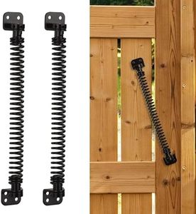 11-1/2" Gate Spring Self Closing Heavy Duty Outdoor Door Spring Automatic Fence Gate Closure Hardware Spring Loaded Gate Latch with Adjustable Tool for Wooden and Vinyl Fence, Black (2 Pack)