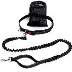 igadgitz home U6990 - Stretchy Dog Running Lead Dog Walking Belt Hands Free Dog Lead with Waistband and Drawstring Carry Bag - Black