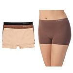 Ellen Tracy Women's 3 Pack Modern Seamless Boyshort Panties, Sunbeige/Mocha/Black, 2X