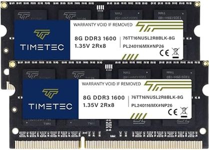 Timetec 16 GB Kit(2x8GB) DDR3 1600MHz PC3-12800 sin búfer 1,35V/1,5V CL11 2Rx8 Dual Rang 204 Pines SODIMM Ordenador portátil PC PC Ordenador RAM módulo actualización PCB Negro