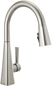 Delta Faucet Lenta Brushed Nickel Kitchen Faucet, Kitchen Faucets with Pull Down Sprayer, Kitchen Sink Faucet, Faucet for Kitchen Sink, Magnetic Docking Spray Head, SpotShield Stainless 19802Z-SP-DST