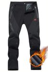 TACVASEN Fleece Trousers for Men Hiking Warm Trousers Casual Waterproof Walking Trousers Mens Sports Pants Black