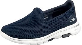 Skechers Women's GO Walk 5 Slip On Trainers, Navy Textile White, 4 UK