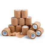 Premium Cohesive Bandage Rolls 15 Pack 2 x 5 Yards Non-Sterile Easy To Tear Self Adhesive Non-Woven Flexible Tape Wrap, Nurses First Aid No Scissors Reduce Swelling Sprains On Ankle And Wrist