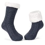 LEMZONE Women's Warm Fuzzy Slipper Sock Ultra Thick Girl Winter Fleece-lined Grip Socks