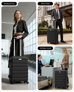 COOLIFE 3-Piece Luggage Set – Lightweight ABS+PC Suitcases, Spinner Wheels, Black