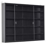 HOMCOM 5-Tier Wall Display Shelf Unit Cabinet w/ 4 Adjustable Shelves Glass Doors Home Office Ornaments 60x80cm Black