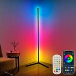 TONGLIN Floor Lamp, 165cm LED Floor Lamp RGB Dimmable Colour Changing, DIY Mode Corner Floor Lamp with APP/Remote Control/Music Sync, USB Plug Standing Mood Lighting for Living Room, Gaming Room,Black