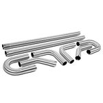 DNA MOTORING ZTL-25SS-8P 8 Pcs 2.5 Inches Stainless Steel DIY Custom Exhaust Tubing Mandrel Bend Pipe Straight & U-Bend Kit, Universal Fit