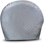 ADCO 3749 Silver Bus Diamond Plated Steel Vinyl Tyre Gard Wheel Cover, (Set of 2) (Fits 40"-42")