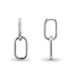 925 Sterling Silver Double Ring Oval Huggie Hoop Earrings for Women,Silver Hoop Hypoallergenic Earrings for Sensitive Ears, Square Hoop Earrings for Women Gifts