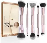 BEASOFEE Makeup Brush Set 5 Double Ended Premium Synthetic Foundation Powder Concealers Eye shadows Blush Makeup Brushes,Perfect for Rounded Taperd Liquid,Blending,Powder, Buffing，Cream(Rose Gold)