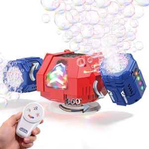 GoGonova Bubble Machine, 30000+ Bubbles/Min Rechargeable Kids Bubble Machine with Remote Control, Big Bubble Blower Maker, 360° Auto Rotation & 2 Speeds, 7-Color RGB Lights, Mecha Leader