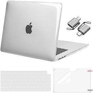 MOSISO Compatible with MacBook Air 15 inch Case 2024 2023 M3 A3114 M2 A2941 Chip Liquid Retina Display Touch ID, Plastic Hard Case&Keyboard Skin&Screen Protector&Type C Adapter 2 Pack, Crystal Clear