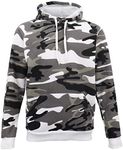 Zmart Australia New Adult Men's Fleece Pullover Hoodie Hooded Jacket Military Camouflage Sweater, White Camo, L