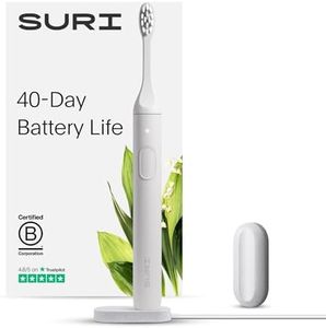 SURI Electric Toothbrush—Sustainable Electric Toothbrushes Adults, Slim Sonic Toothbrush & Accessories, 40-Day Battery, 2 Modes, Travel Toothbrush, Ideal Christmas Gifts for Women & Gifts for Men