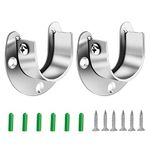 2 Pack Flange Rod Holder, Closet Rod Bracket End Supports Sockets Stainless Steel Pole Sockets for Wardrobe Shower Curtain (19mm / 0.74 inch)