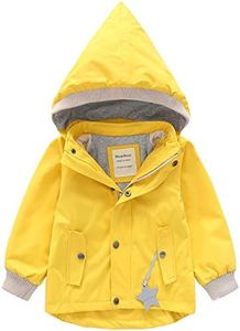 BINIDUCKLING Kids Rain Jacket Toddler Raincoat Girls Boys Spring Jacket 4T Yellow