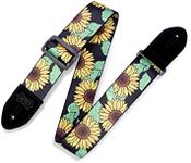 Levy's Leathers Polyester Sunflower Design Guitar Strap, 2-Inch Wide