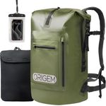 Origem Waterproof Backpack, Floating Dry Wet Bag, Foldable Bags for Kayaking, Boating, Fishing, Swimming and Camping with Laptop Case, Roll Top (Green, 55L)