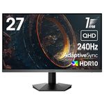 KOORUI 27 Inch Gaming Monitor, QHD(2560 * 1440) Computer Monitors, 240Hz, VA, 1ms, Adaptive Sync Compatible, Tilt Adjustable, Eye Care GN05