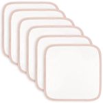 Comfy Cubs Organic Rayon Made from Bamboo Baby Washcloths, 6 Pack, Ultra-Soft Organic Fabric, Gentle on Sensitive Skin for Face and Body, Plush, Super Absorbent for Girls and Boys (Blush Trim)