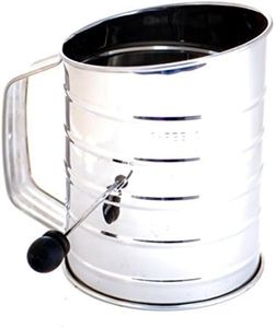 Norpro 3-Cup Stainless Steel Rotary Hand Crank Flour Sifter With 2 Wire Agitator