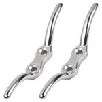 2PCS 113mm Silver Cleat Hooks - Heavy-Duty Stainless Steel Rope Cleats for Flagpoles, Washing Lines, and Outdoor Use, Easy Installation