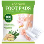 AOSORW 100 Pack Foot Pads with Stress Relief Wormwood Powder - Deep Cleansing and Fatigue Relief, Natural Bamboo Charcoal Ginger Oil Care Patch for Relaxing Muscles and Tendons, Better Sleep Quality