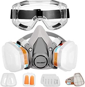 KISCHERS Reusable Half Facepiece and Anti-Fog Safety Goggle Set Against Dust/Organic Vapors/Smells/Fumes/Sawdust/Asbestos Suitable for Painting,Staining,Car Spraying,Sanding &Cutting