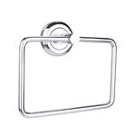 BonKaso Stainless Steel Square Towel Ring Holder - Pack of 1, Chrome (FL-02S)