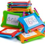 16pc Mini Magnetic Drawing Board, 4-Colors Travel Size Erasable Doodle Magna Board Toy, Small Writing Painting Sketching Pad, Educational Learning and Classroom Prizes for Toddler Boy Girl Kids Child