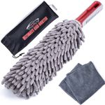 TAKAVU Car Duster Interior, 360° Microfiber Fingers, Unbreakable Comfort Handle, Lint and Scratch Free, Include Microfiber Towel, for Car & Home Use, The Best Auto Accessories