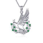 VENACOLY Pigeon Necklace Sterling Silver Dove Pendant Necklace Pigeon Jewellery Gifts for Women